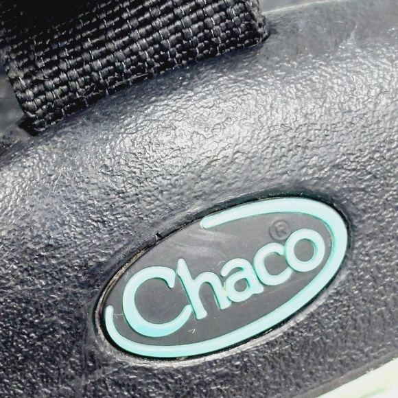 Chaco Black & Aqua Triple Strap Toe Loop Classic Chuckwalla Slip-On Sandals M786 - Picture 9 of 11